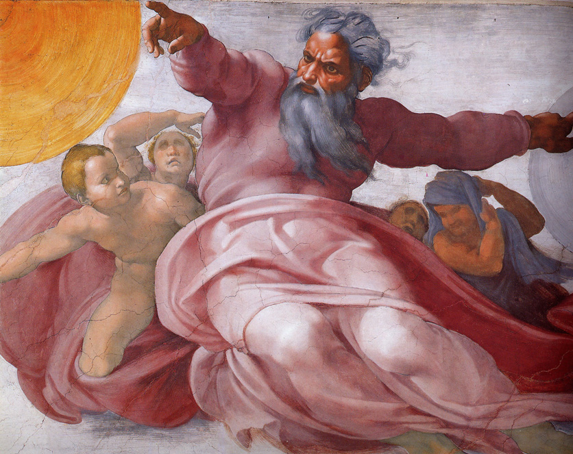Detail from the Sistine Chapel ceiling – “The creation of the Sun, Moon and Planets” by Michelangelo