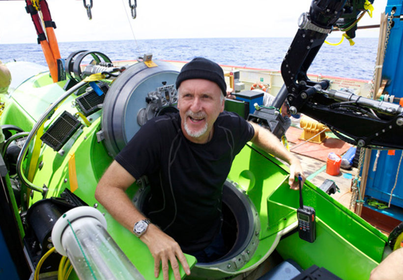 James Cameron emerges from the Deep Sea Challenger after his successful solo dive to the Mariana Trench. Photo Credit: Mark Thiessen/National Geographic.