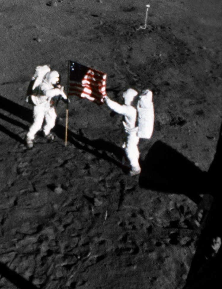 NASA’s photo of Neil Armstrong and Buzz Aldrin raising the flag on the Moon during the Apollo 11 mission.