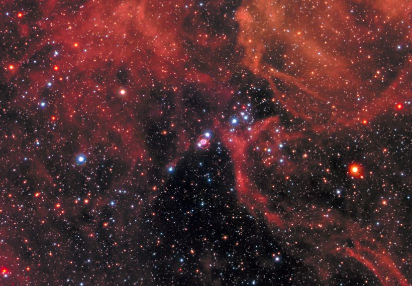 This Hubble Space Telescope image shows Supernova 1987A within the Large Magellanic Cloud, from NASA, ESA, R. Kirshner, and M. Mutchler and R. Avila (STScI).