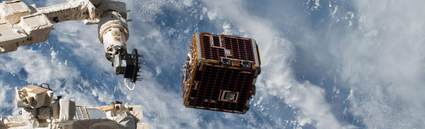 NanoRacks-Remove Debris Satellite launch view taken by Expedition 56 crew