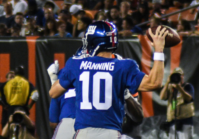 Erik Drost’s image of Eli Manning throwing a football.