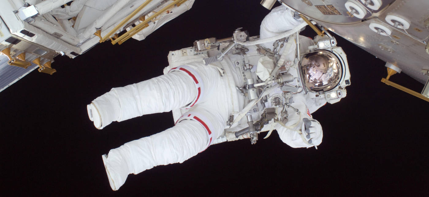 Expedition 20 flight engineer Nicole Stott participates in the STS-128 mission's first spacewalk as construction and maintenance continue on the International Space Station.