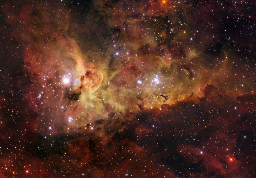 Images collected with the 1.5-m Danish telescope at ESO's La Silla Observatory of The Carina Nebula, a large bright nebula that surrounds several clusters of stars.