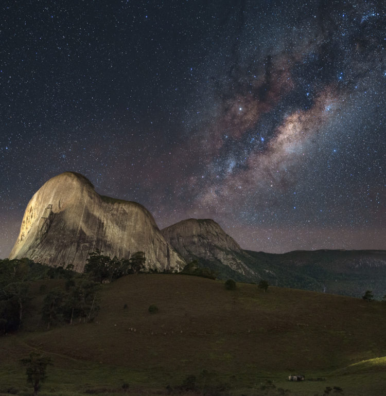 EduardoMSNeves’s photo of Pedra Azul (Blue Stone) peak with the center of the Milky Way above it. Pedra Azul State Park is a state park in Domingos Martins, Espírito Santo, Brazil.
